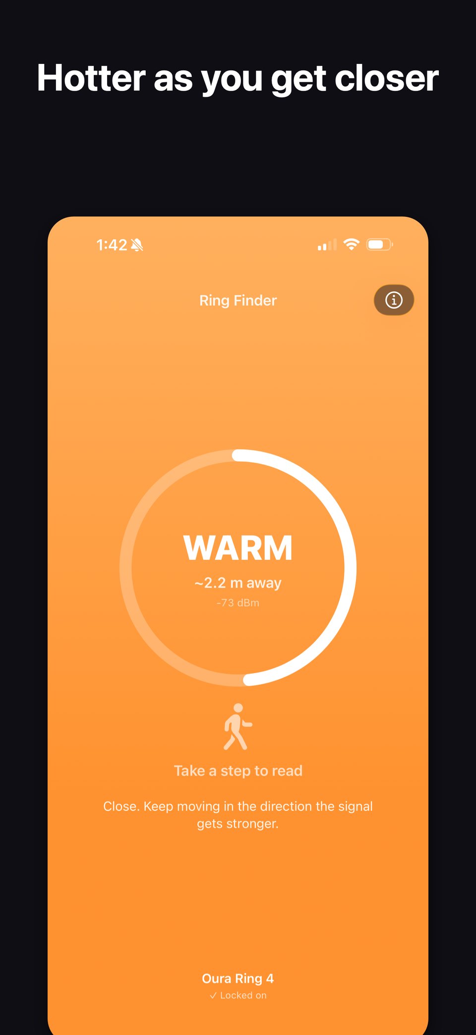 Ring Finder proximity meter growing hotter as the ring gets closer